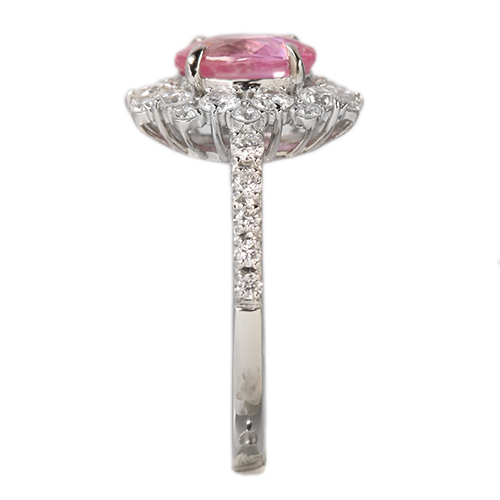 や*り様 クリーニング済♪美品　パパラチアサファイア1.05ct ダイヤpt90 マダガスカル産パパラチアサファイア 1.05ct ダイヤモンド