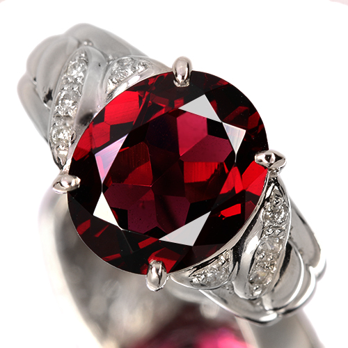ロードライトガーネット 5.4ct ダイヤモンド プラチナ リング(指輪 