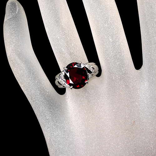 ロードライトガーネット 5.4ct ダイヤモンド プラチナ リング(指輪 