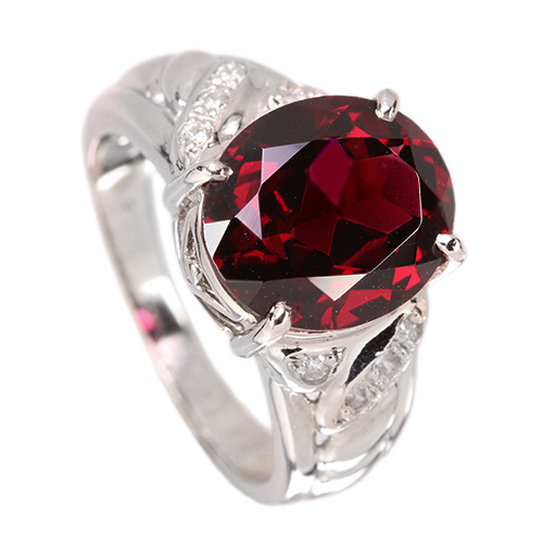 ロードライトガーネット 5.4ct ダイヤモンド プラチナ リング(指輪