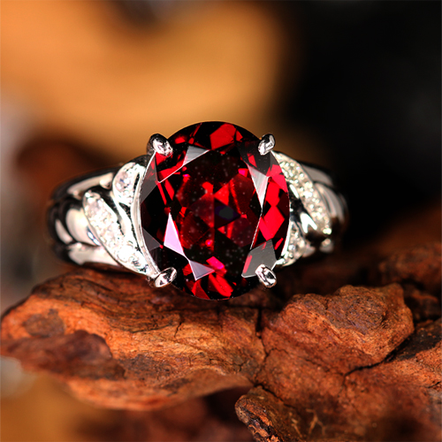 ロードライトガーネット 5.4ct ダイヤモンド プラチナ リング(指輪 