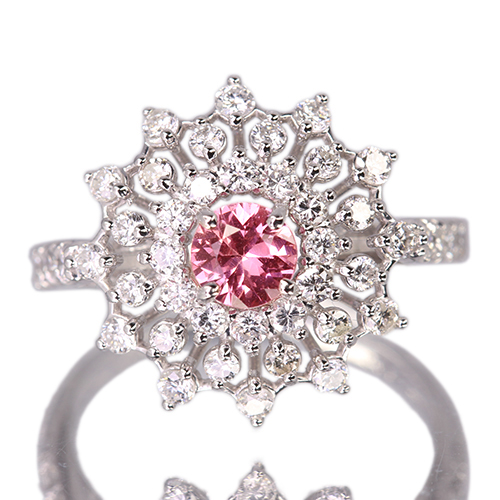 ピンクスピネル 0.4ct ダイヤモンド 0.8ct プラチナ リング(指輪