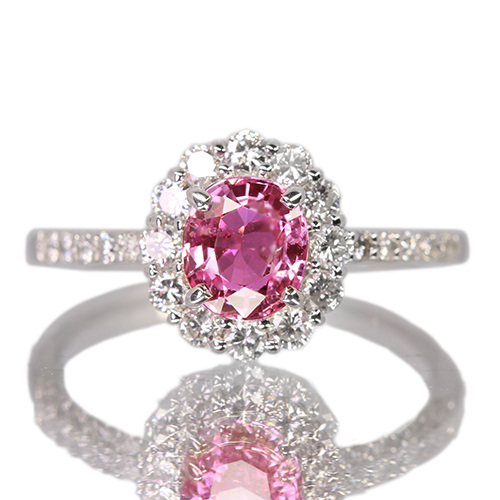 パパラチアサファイア 1.0ct ダイヤモンド 0.4ct プラチナ リング(指輪