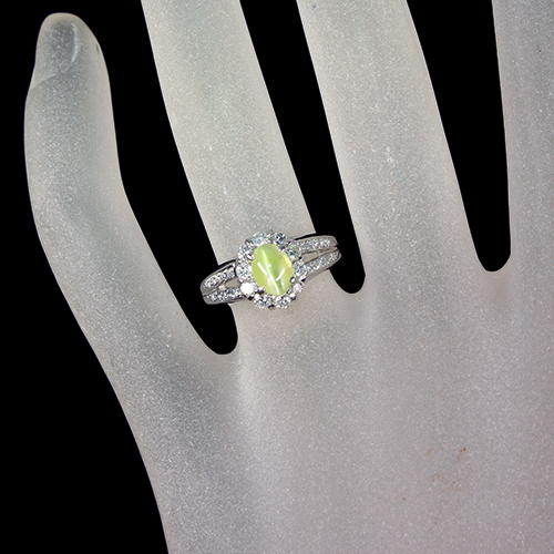 第364回抽選販売＞クリソベリルキャッツアイ 1.1ct ダイヤモンド 0.5ct
