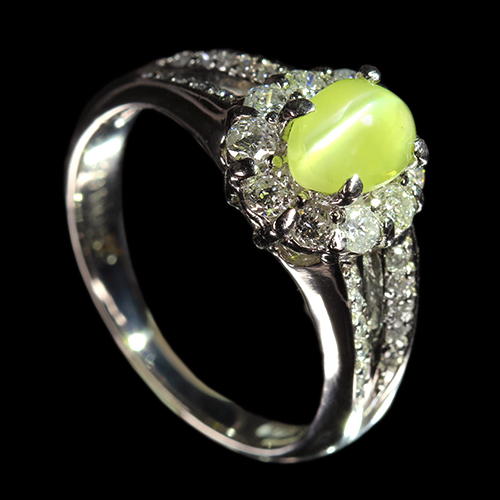 第364回抽選販売＞クリソベリルキャッツアイ 1.1ct ダイヤモンド 0.5ct