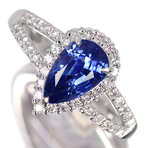 コーンフラワーブルーサファイア 1.8ct ダイヤモンド プラチナ リング 
