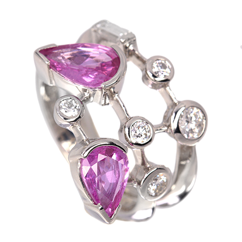 ピンクサファイア 2.1ct ダイヤモンド 約0.5ct プラチナ リング