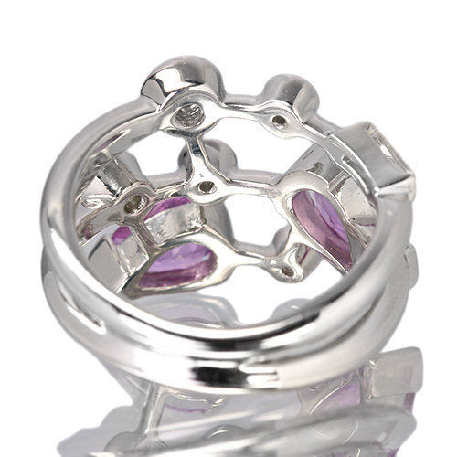 ピンクサファイア 2.6ct パープルサファイア 1.1ct ダイヤモンド