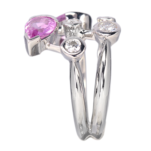 ピンクサファイア 2.1ct ダイヤモンド 約0.5ct プラチナ リング