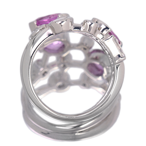 ピンクサファイア 2.1ct ダイヤモンド 約0.5ct プラチナ リング(指輪