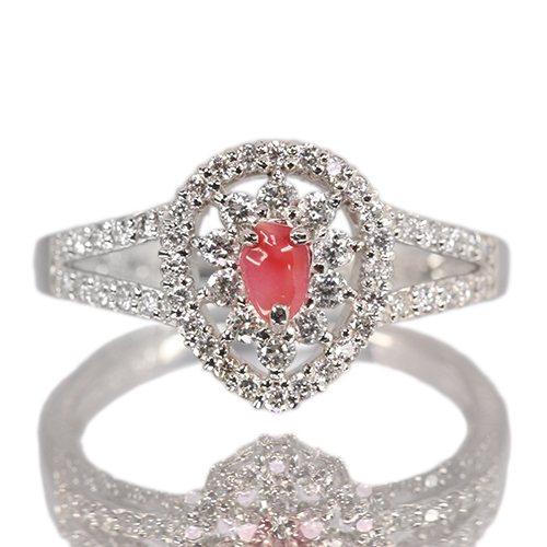 コンクパール 約0.2ct ダイヤモンド 0.3ct プラチナ リング(指輪