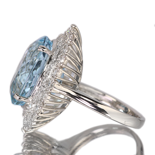 サンタマリアアクアマリン 10ct ダイヤモンド 1.4ct プラチナ リング 