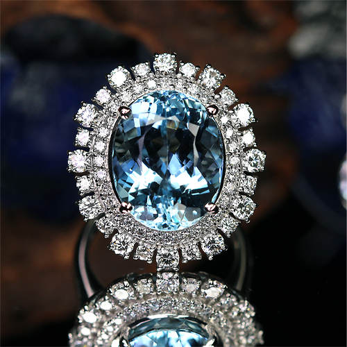 サンタマリアアクアマリン 10ct ダイヤモンド 1.4ct プラチナ リング