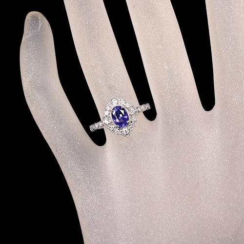 バイオレットサファイア 1.1ct ダイヤモンド プラチナ リング(指輪 