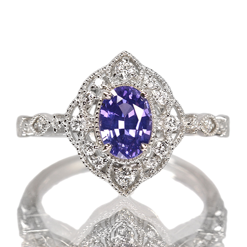 バイオレットサファイア 1.1ct ダイヤモンド プラチナ リング(指輪