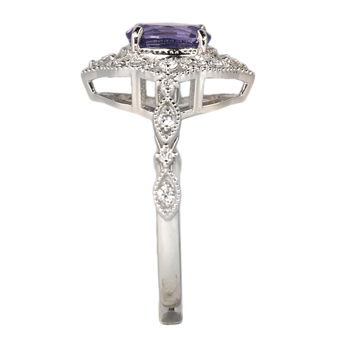 バイオレットサファイア 1.1ct ダイヤモンド プラチナ リング