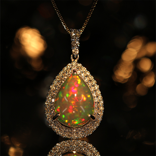 エチオピア産ウェロオパール 5.5ct ダイヤモンド 0.7ct プラチナ