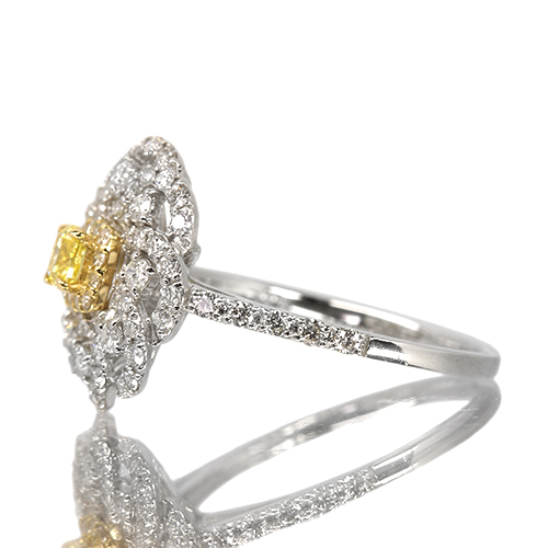 イエローダイヤモンド 0.148ct/FIY/SI1 ダイヤモンド 0.65ct プラチナ 