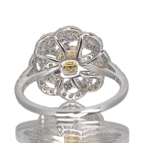 イエローダイヤモンド 0.148ct/FIY/SI1 ダイヤモンド 0.65ct プラチナ