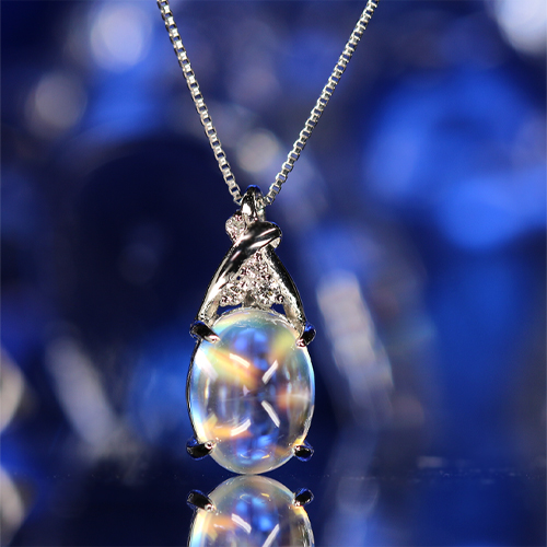 ムーンストーン 2.4ct ダイヤモンド プラチナ ネックレス【品質