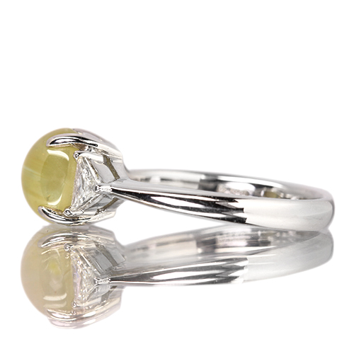 クリソベリルキャッツアイ 3.1ct ダイヤモンド 0.3ct プラチナ リング