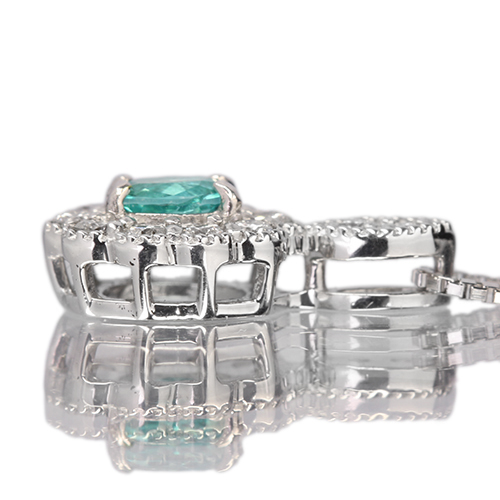 パライバトルマリン 0.22ct ダイヤモンド プラチナ ネックレス
