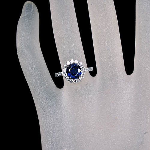 ブルーサファイア(vivid deep blue) 2.5ct ハートアンドキューピッドダイヤモンド(H&C) 0.7ct プラチナ リング(指輪)【品質保証書/GRS宝石鑑別書】  即納ジュエリー ジュエリー通販リジュー | レアストーン・高級ジュエリーオンラインショップ