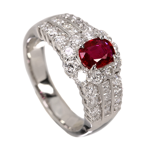 ピジョンブラッドルビー 0.7ct ダイヤモンド 1.1ct プラチナ ピジョンブラッドルビー 0.7ct ダイヤモンド 1.1ct プラチナ