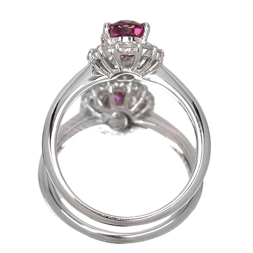 非加熱パープルサファイア 1.6ct ダイヤモンド 0.4ct プラチナ