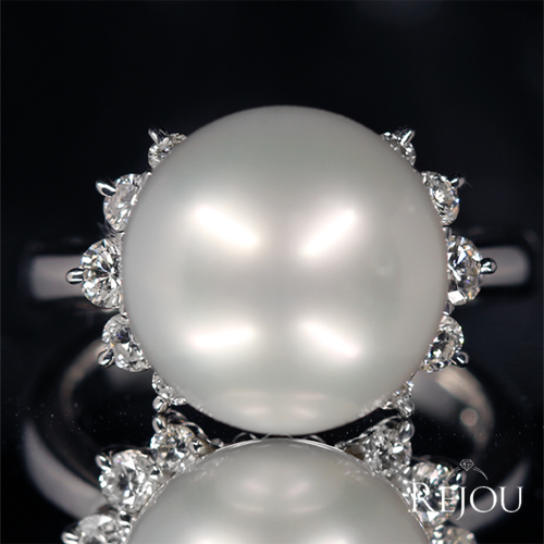 南洋白蝶真珠 12.5㎜ ダイヤモンド 0.4ct プラチナ リング(指輪