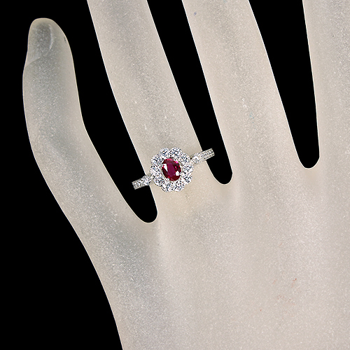 非加熱ピジョンブラッドルビー 0.35ct ダイヤモンド 0.4ct