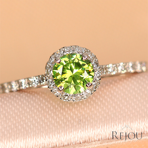 ロシア産デマントイドガーネット 0.5ct ダイヤモンド プラチナ リング