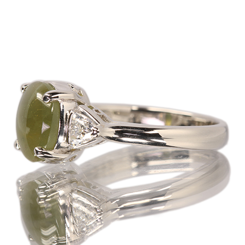クリソベリルキャッツアイ 3.1ct ダイヤモンド 0.3ct プラチナ