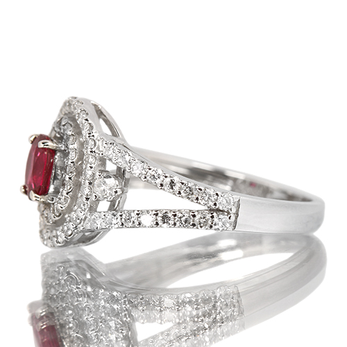 非加熱ピジョンブラッドルビー 0.4ct ダイヤモンド 約0.6ct プラチナ