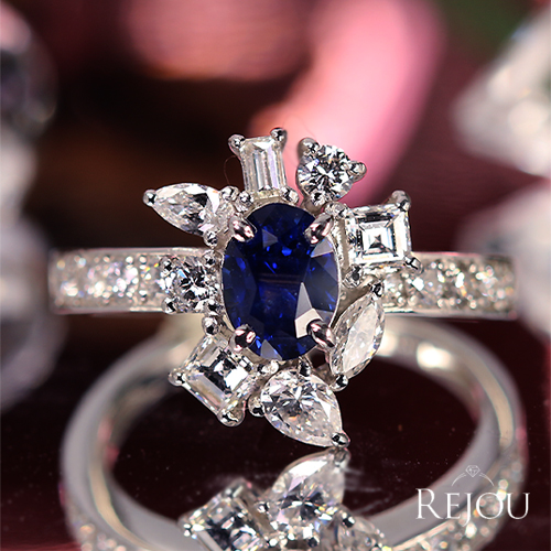 スリランカ産非加熱ブルーサファイア 1.7ct ダイヤモンド 1.0ct