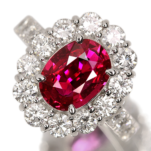 プラチナ 非加熱ルビーリング 非加熱ルビー 3ct ダイヤモンド 1.4ct プラチナ リング(指輪