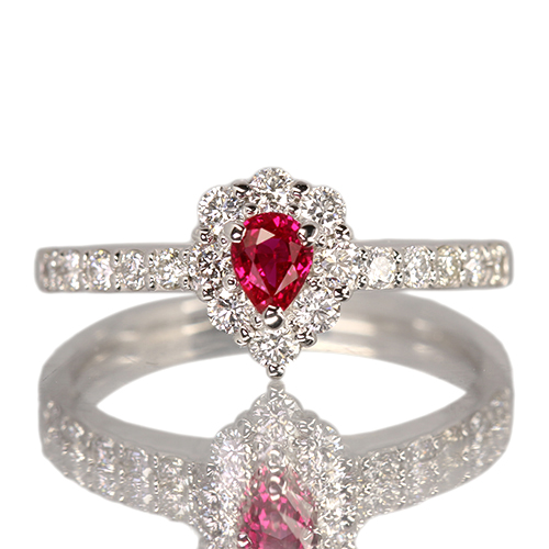 非加熱ピジョンブラッドルビー0.2ct ダイヤモンド 0.4ct