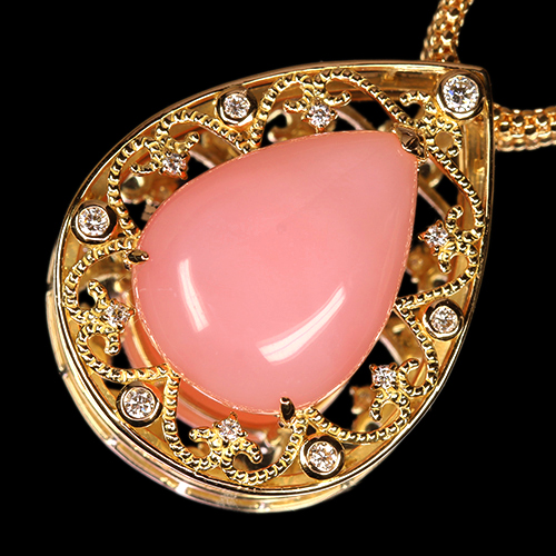 ピンクオパール 11.5ct ダイヤモンド イエローゴールド