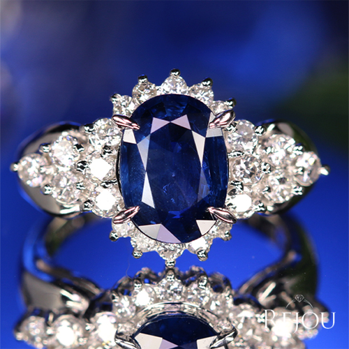 非加熱ブルーサファイア 2.6ct ダイヤモンド 0.7ct プラチナ リング