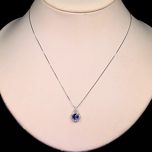 タンザナイト 0.7ct ダイヤモンド 0.3ct プラチナ ネックレス【品質  