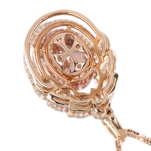 1/美品 K18PG ピンクゴールド モルガナイト2.30ct ペンダントトップ K18PG モルガナイト ダイヤモンド ネックレス （MO 2.21ct D0