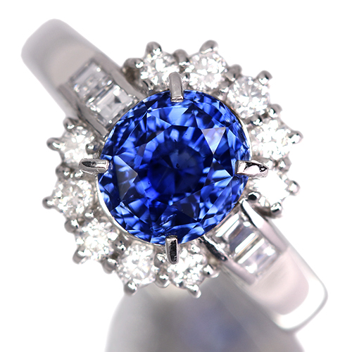コーンラワーブルーサファイア 2.5ct ダイヤモンド 0.5ct プラチナ リング(指輪)【品質保証書/KGL宝石鑑別書】