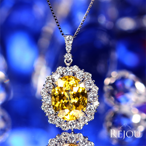 イエローベリル 3.8ct ダイヤモンド0.8 ct プラチナ ネックレス【品質 ...