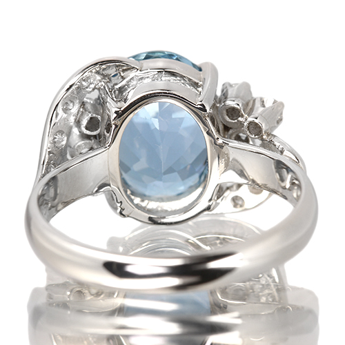 サンタマリアアクアマリン 3.2ct ダイヤモンド 0.2ct プラチナ リング