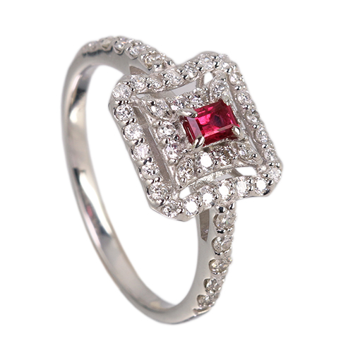 ルビー 約0.2ct ダイヤモンド 0.4ct プラチナ リング(指輪)【品質