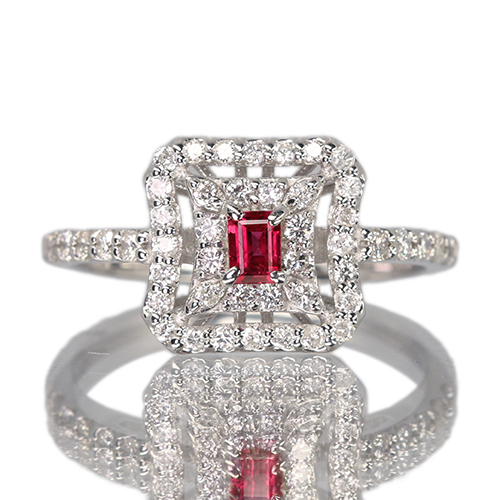 ルビー 約0.2ct ダイヤモンド 0.4ct プラチナ リング(指輪)【品質