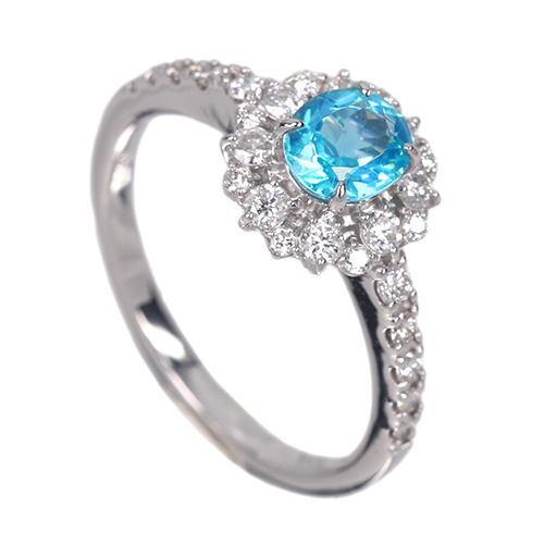 ネオンブルーアパタイト 0.6ct ダイヤモンド 約0.3ct プラチナ