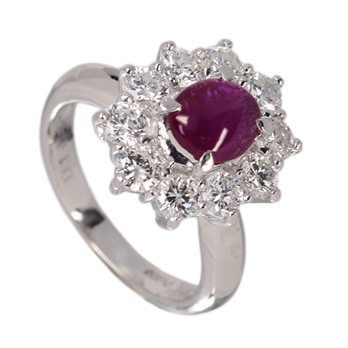 パープルスターサファイア 1.3ct ダイヤモンド 1.4ct プラチナ リング