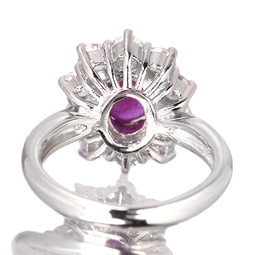 パープルスターサファイア 1.3ct ダイヤモンド 1.4ct プラチナ リング