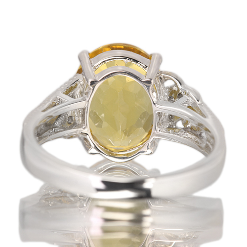 イエローベリル 3.8ct ダイヤモンド ホワイトゴールド リング(指輪 